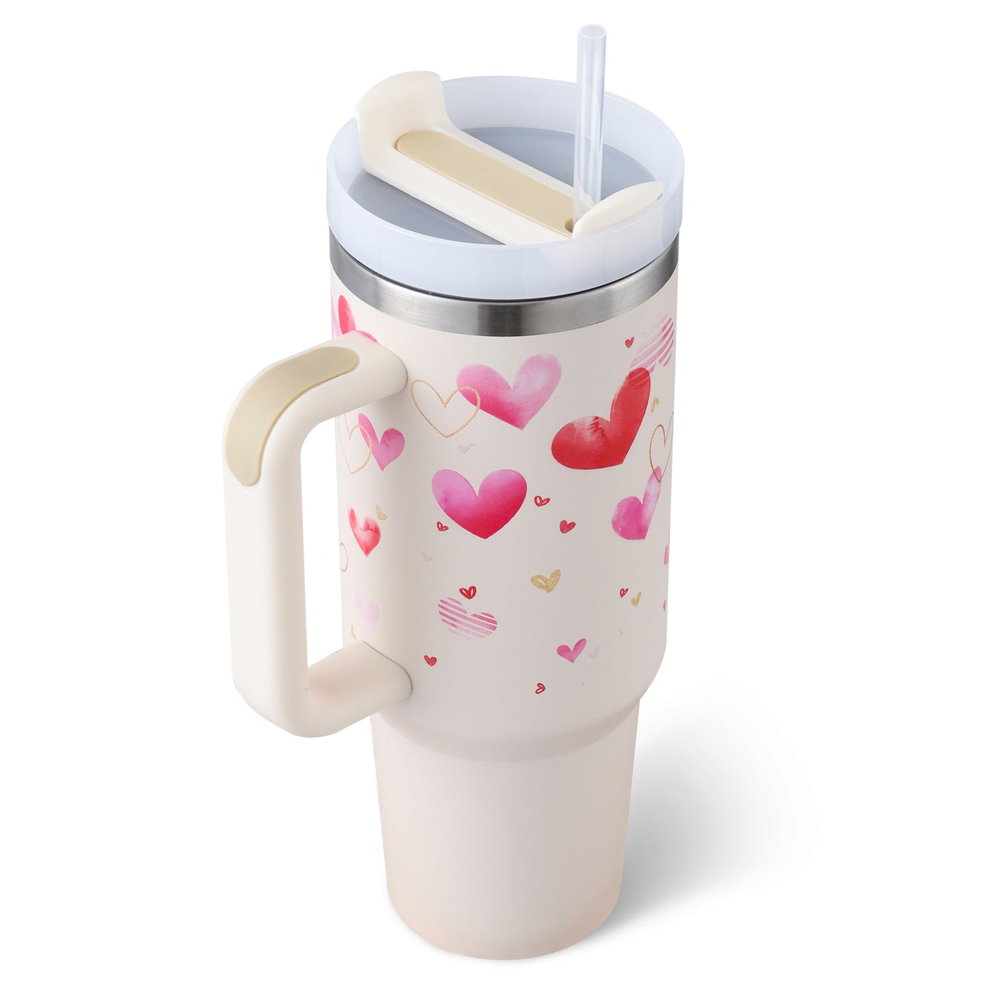 40 Oz Insulated Stainless Steel Tumbler with Handle & Straw