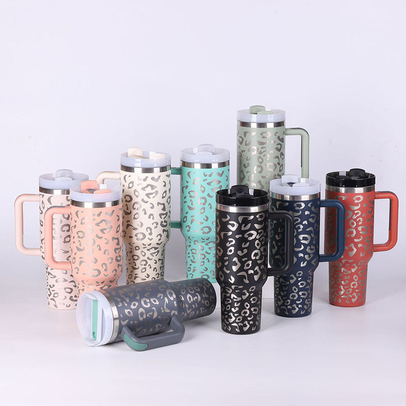 40 Oz Insulated Stainless Steel Tumbler with Handle & Straw